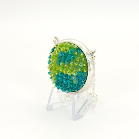 Medium Circle Felted Gem Pendant