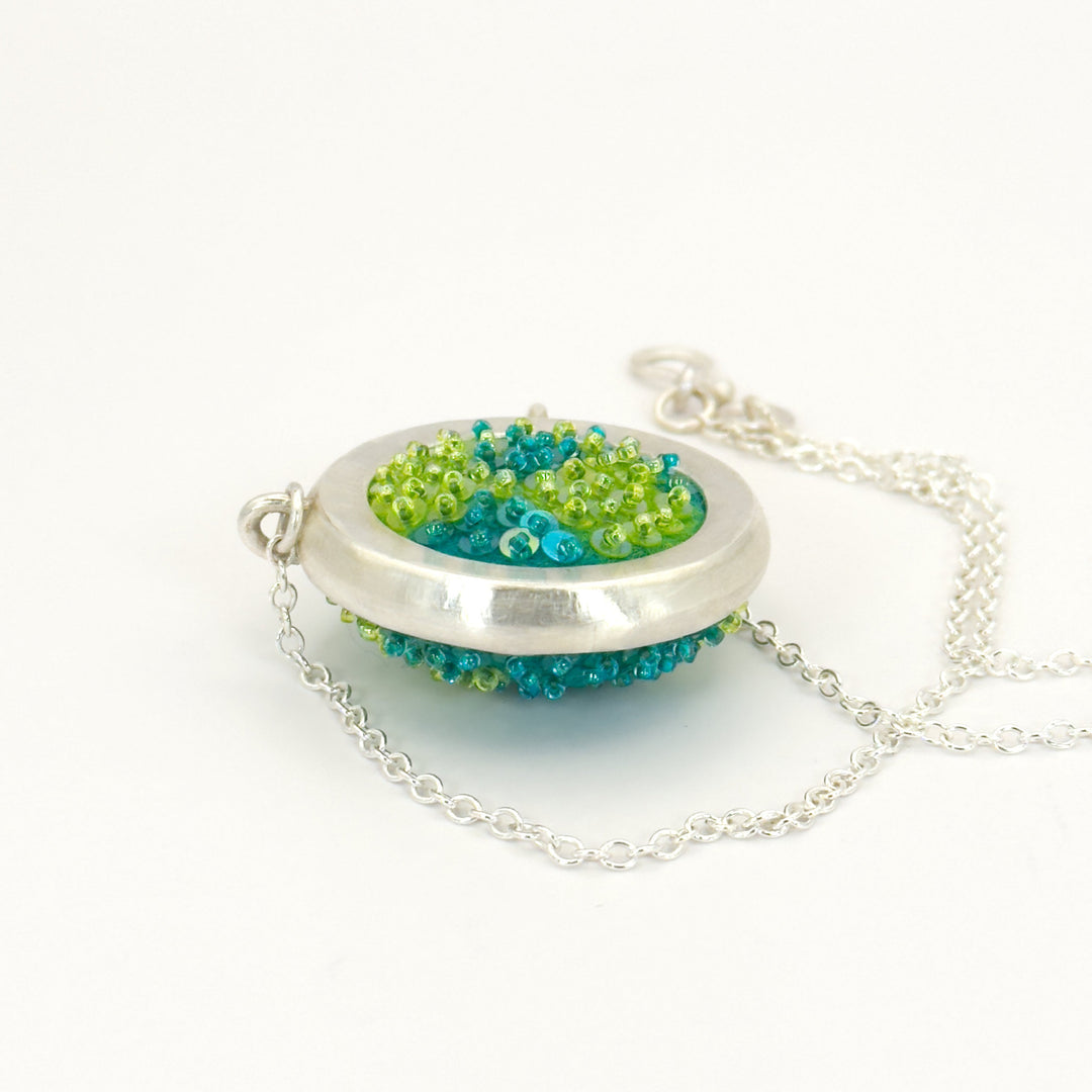 Medium Circle Felted Gem Pendant