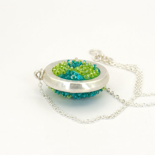 Medium Circle Felted Gem Pendant