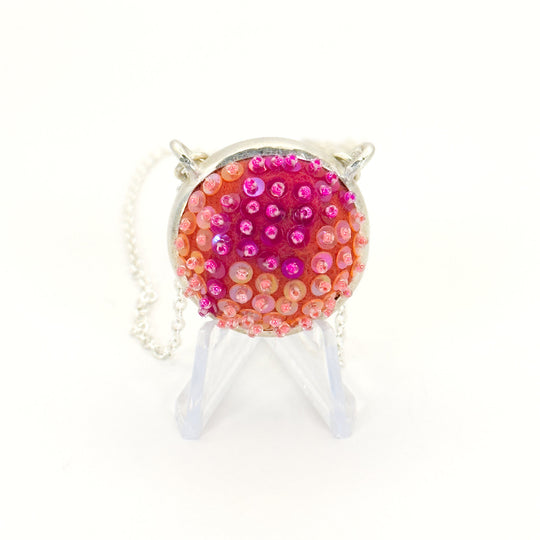 Small Circle Felted Gem Pendant