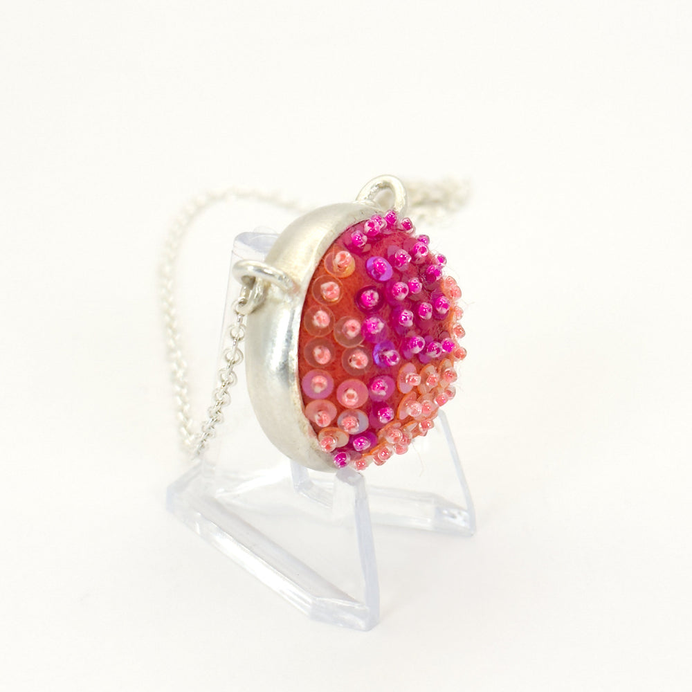 Small Circle Felted Gem Pendant