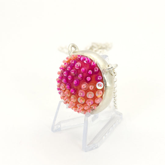 Small Circle Felted Gem Pendant