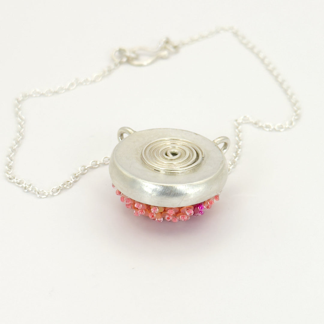 Small Circle Felted Gem Pendant
