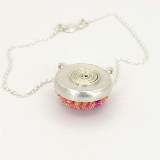 Small Circle Felted Gem Pendant