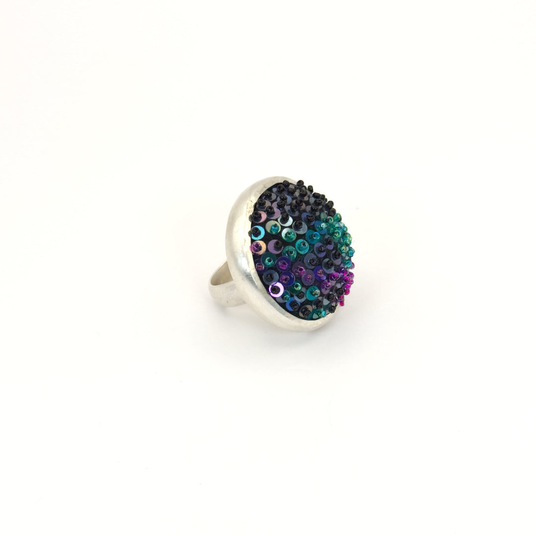 Large Circle Felted Gem Ring