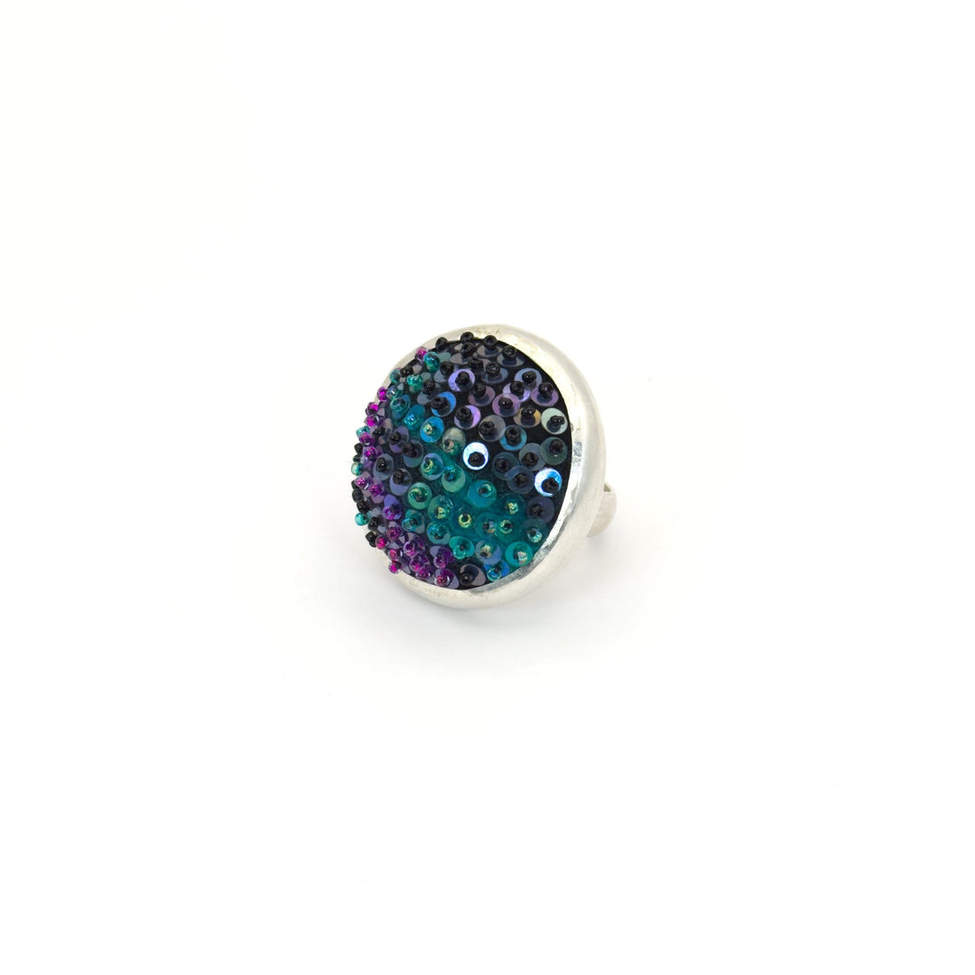 Large Circle Felted Gem Ring